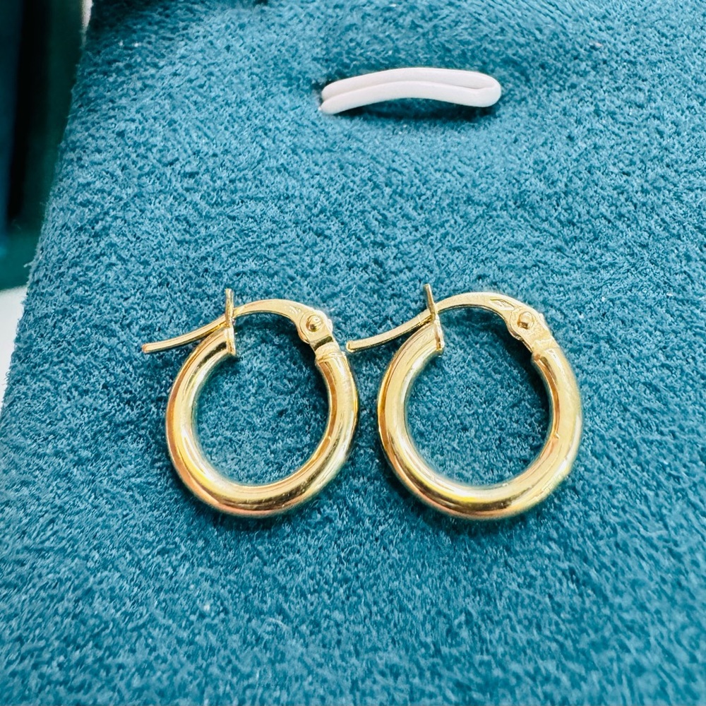Real 18K Saudi Gold Huggies  Earrings